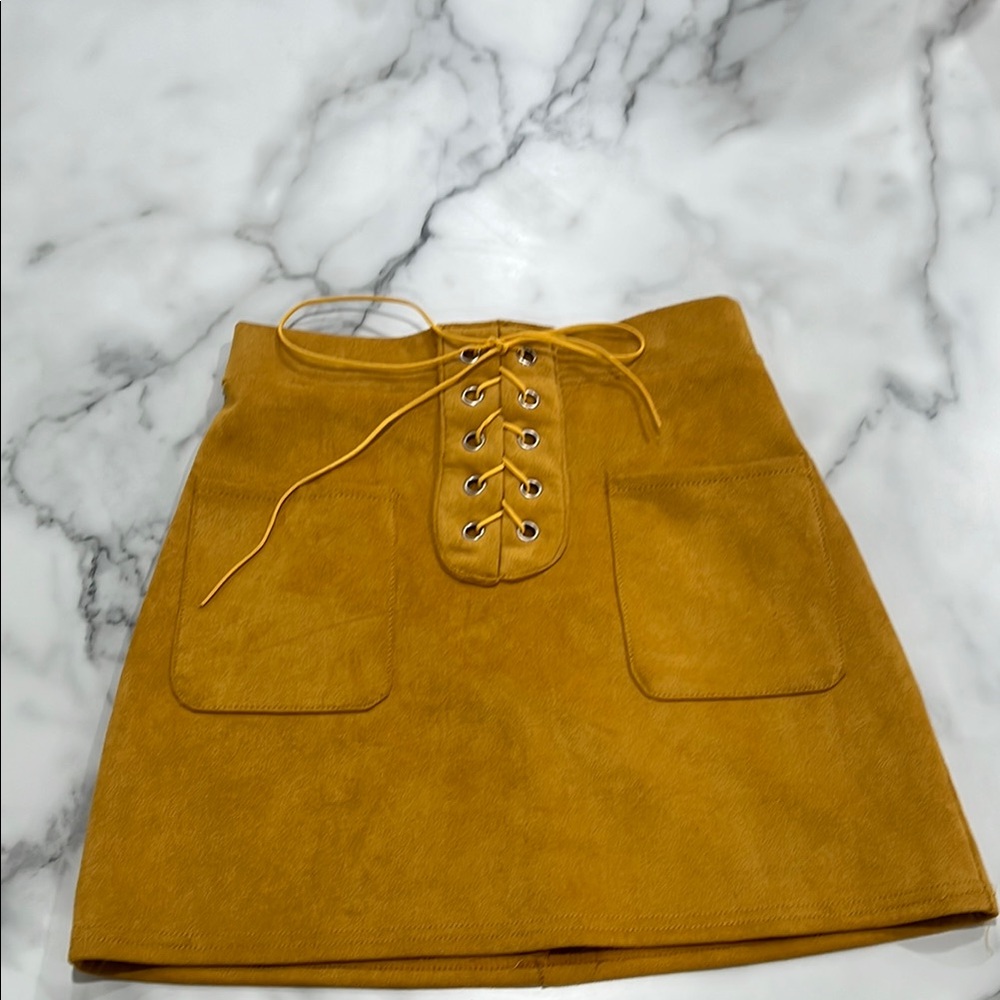 Yellow Suede Skirt